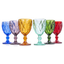 Slanted Rim Colored Wine Glasses by The Wine Savant – Set of 5