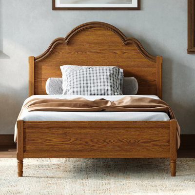 Full Size Wood Platform Bed With Headboard And Footboard, Walnut (Expected Arrival Time: 6.2)