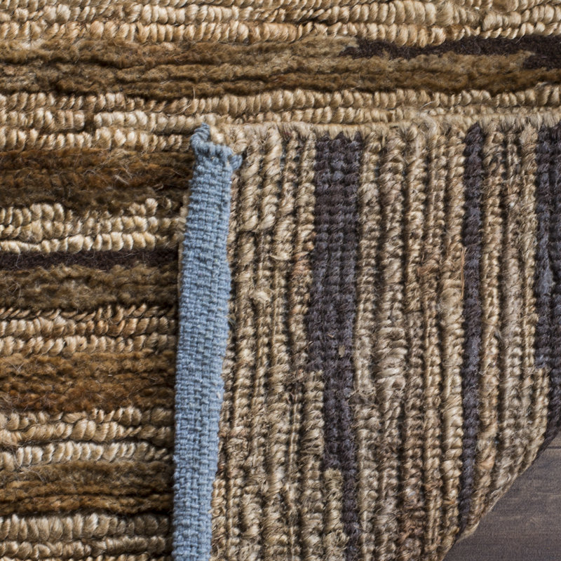 Elaine Organic Hand Knotted Jute Striped Rug, Runner 2'6" x 10'