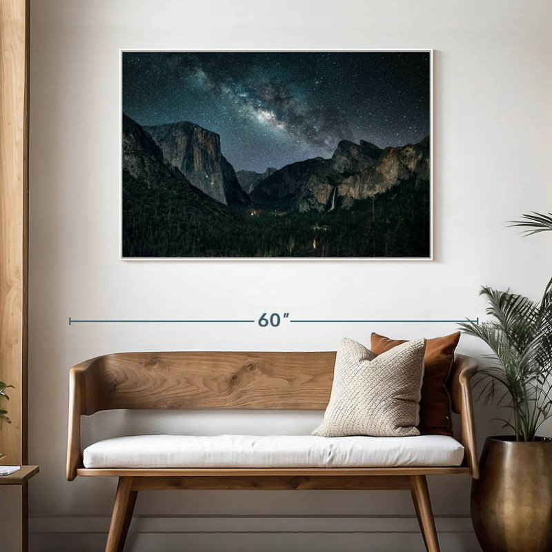 Stargazing At Yosemite, 46 po x 31 po, Cadre flottant blanc