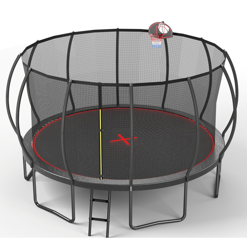 Trampoline citrouille 16 pi - noir et rouge | Plaisir en plein air pour les enfants dans la cour familiale