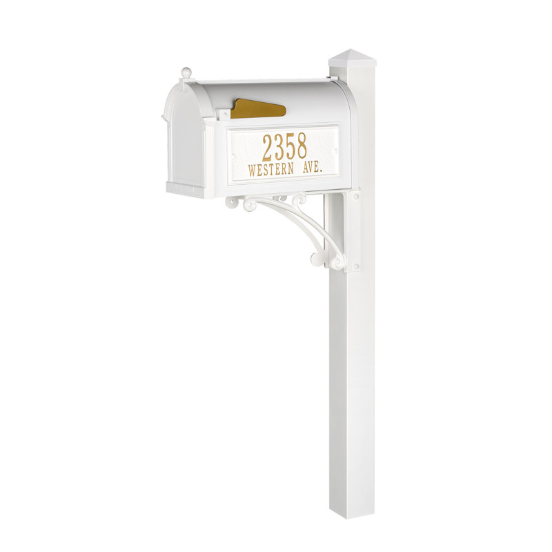 Superior Post Mounted Mailbox, White, Yes
