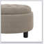 25 Inch Round Storage Ottoman With Tray, Modern Tufted Fabric Circle Coffee Table For Living Room And Bedroom-341801845