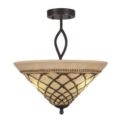 Hiroko Revo Semi-Flush Shown In Dark Granite Finish With 16" Chocolate Icing Glass