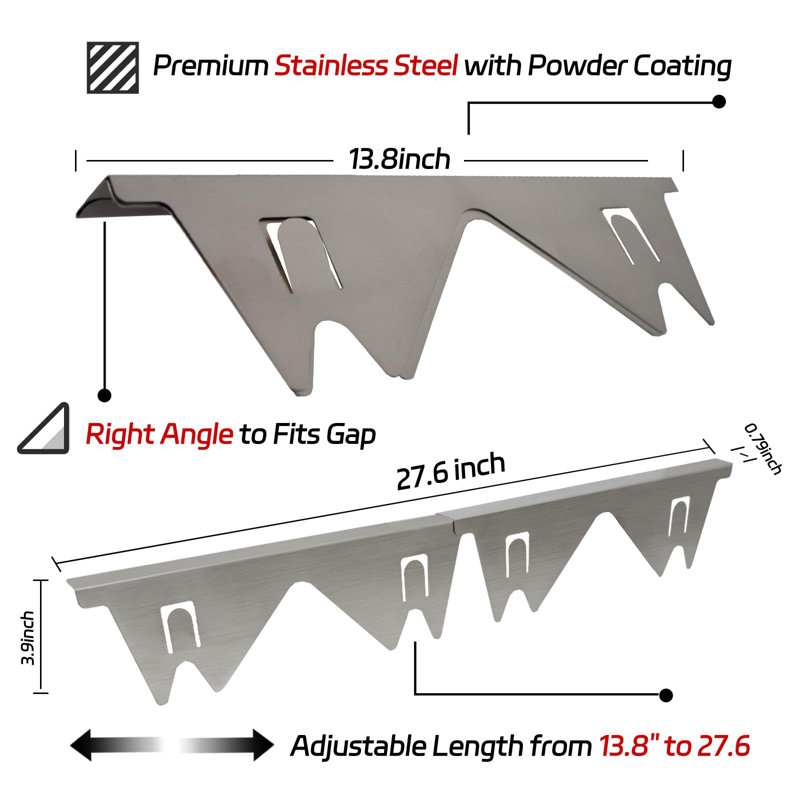 Stainless Steel Stove Counter Gap Cover (2 Pack), Oven Gap Filler, Stove Gap Filler For Kitchen, Range Trim Kit, Easy Clean With Heat Resistant, Adjustable Length 13.8” To 27.6”