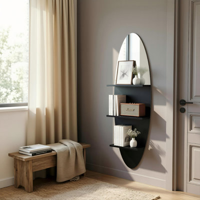 Oval Wall Shelf with Mirror