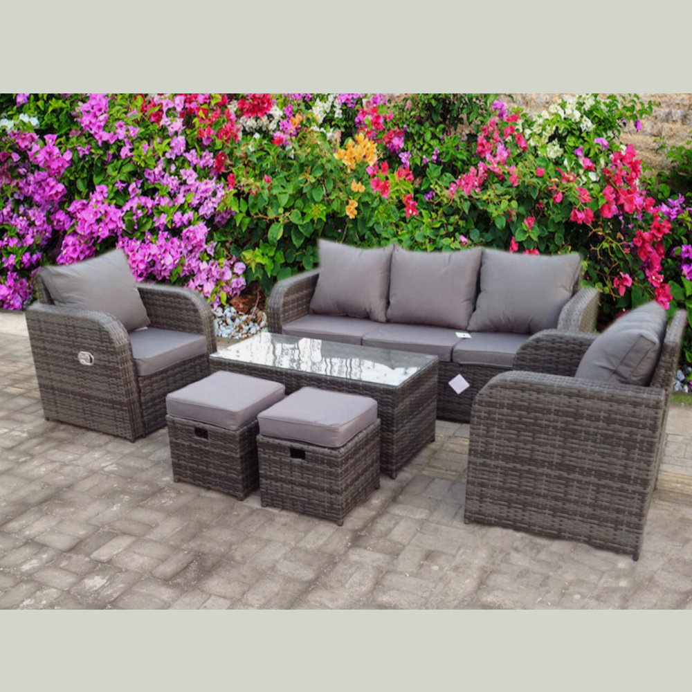 7 - Person Wicker Patio Dining Set with Rectangular Table