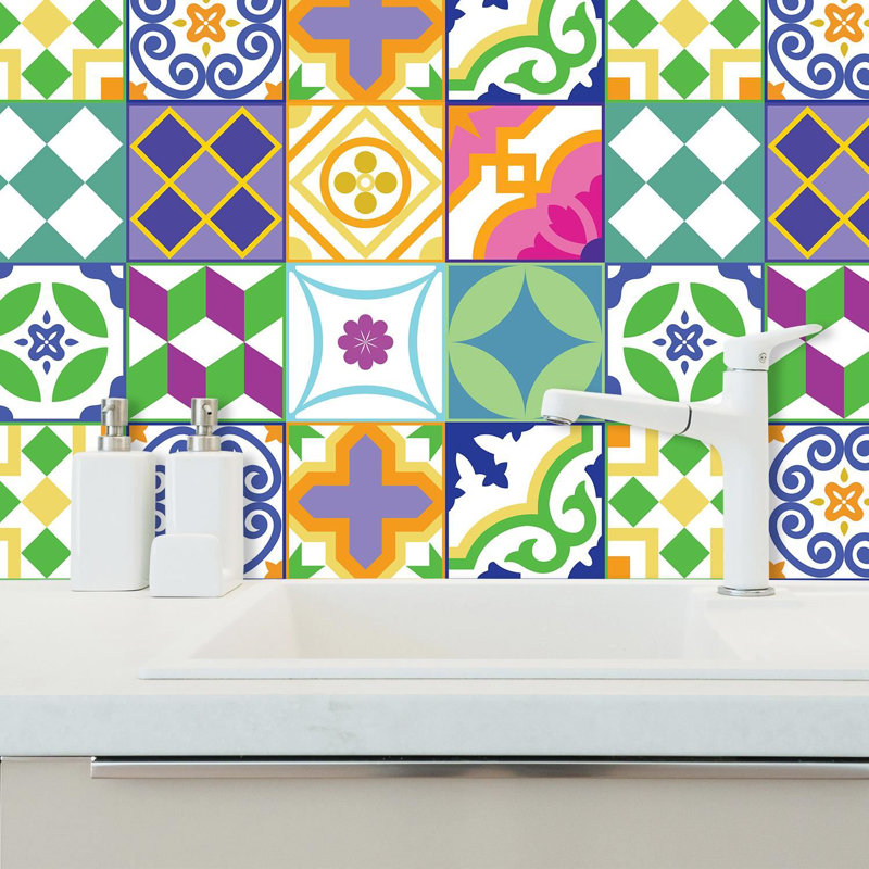 Emelun 15cm W x 15cm L PVC Peel and Stick Mosaic Tile