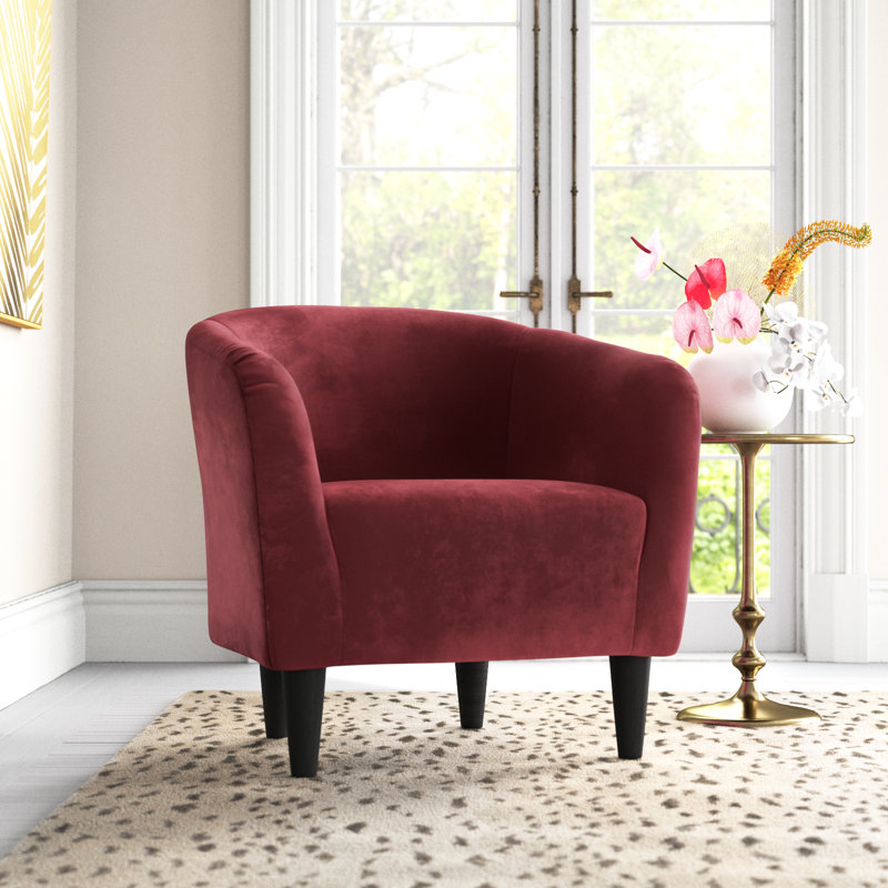 Fauteuil demi-tonneau de 29,50 po de largeur, Microsuède vin Elizabeth