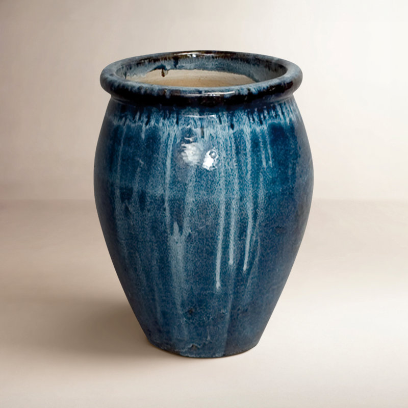 Pot de fleurs en céramique Jalissa, Bleu