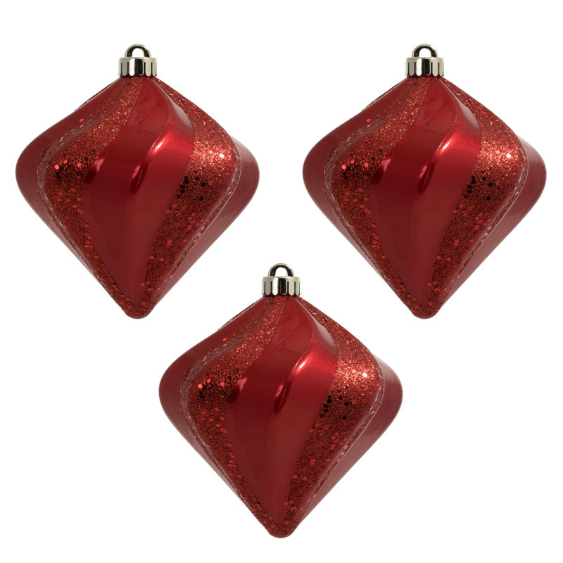 Ornement de Noël Swirl Diamond, Rouge
