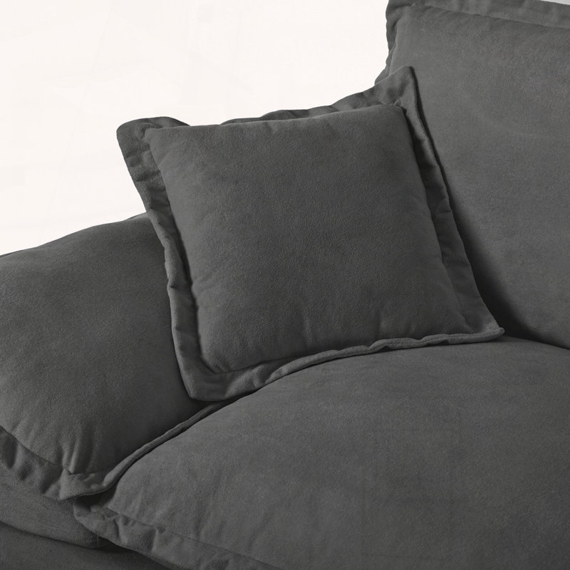 Canapé en U avec voilier, 2 repose-pieds et 2 coussins, chenille, 32.28" H x 59.45" W x 103.54" D, Gris