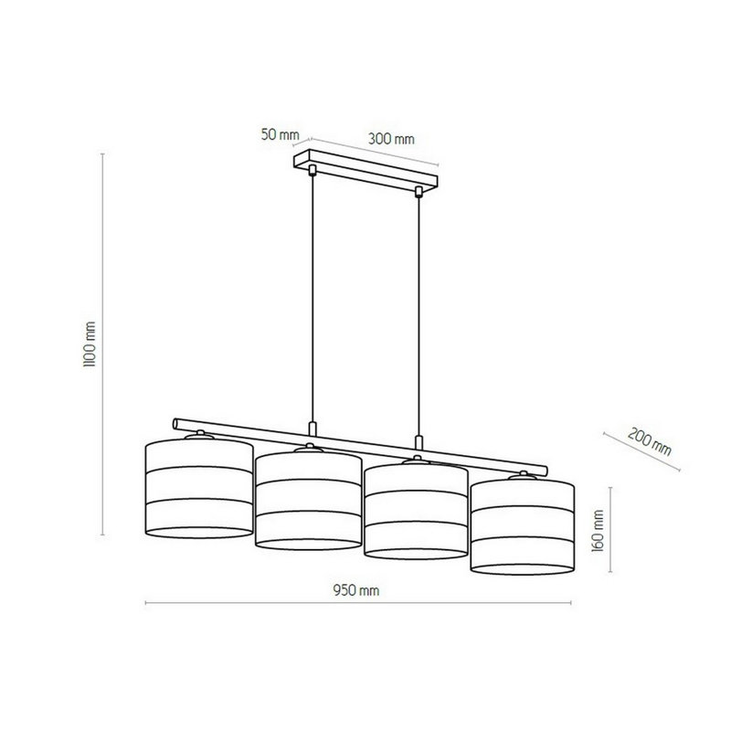 Bannie 4 - Light Kitchen Island Pendant, Black