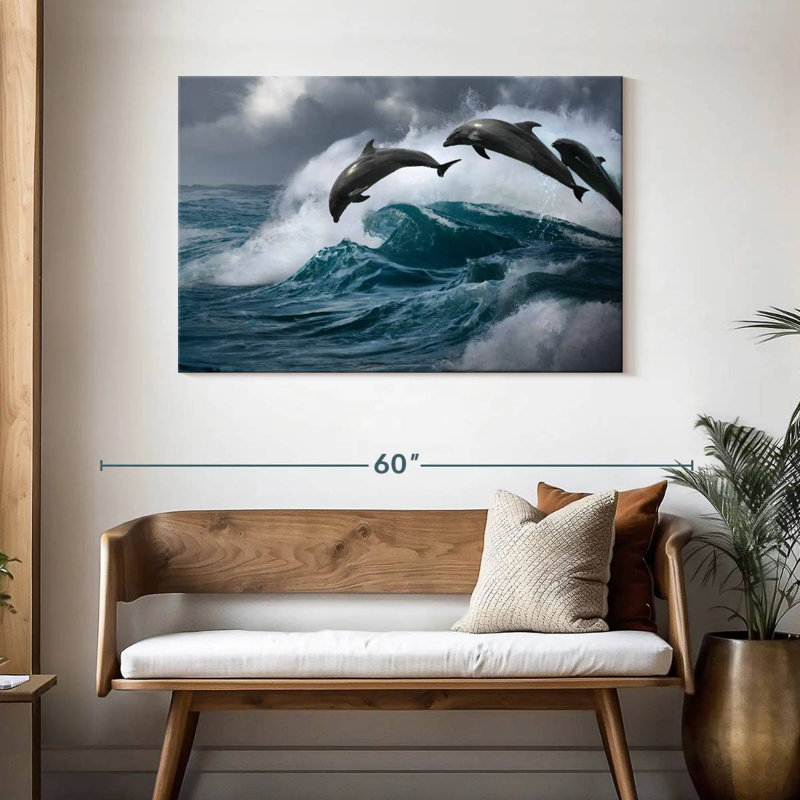 Leaping Dolphins, 30" H x 45" W