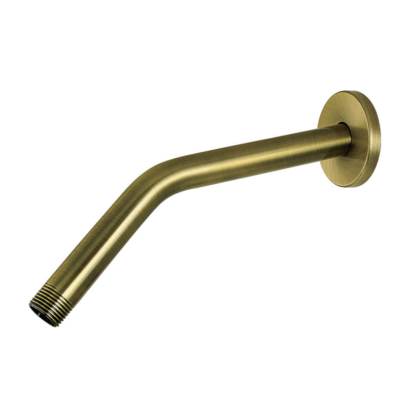 Bras de douche en laiton 10 po avec bride ronde Kingston, Laiton antique