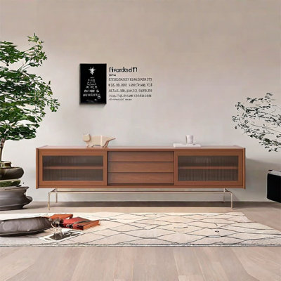 Meuble télé simple en bois massif de style médiéval