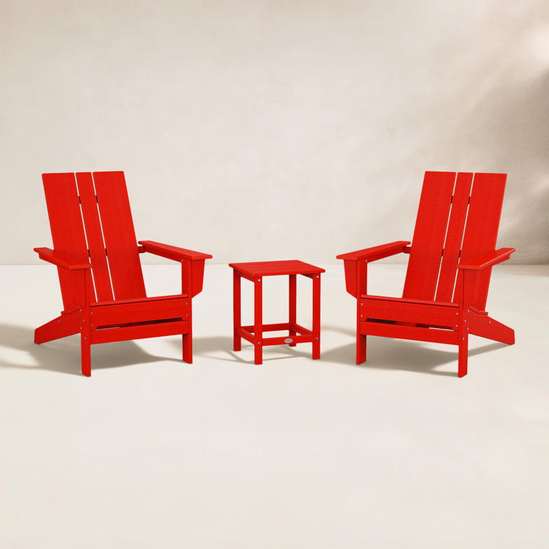 Chaise Adirondack d'extérieur avec table POLYWOOD x, Rouge coucher de soleil