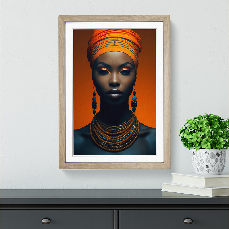 African Woman Minimalism No.2 - Framed Print, 64cm H x 46cm W x 2cm D, Oak