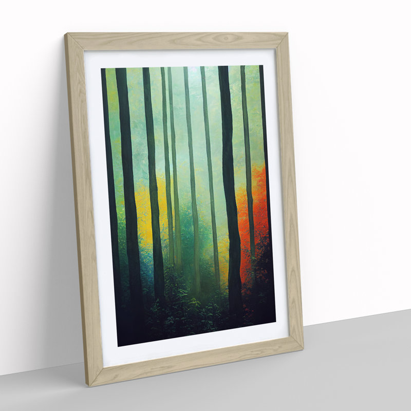 Breathtaking Forest - Wall Art, 66cm H x 48cm W x 2cm D, Oak Framed, White