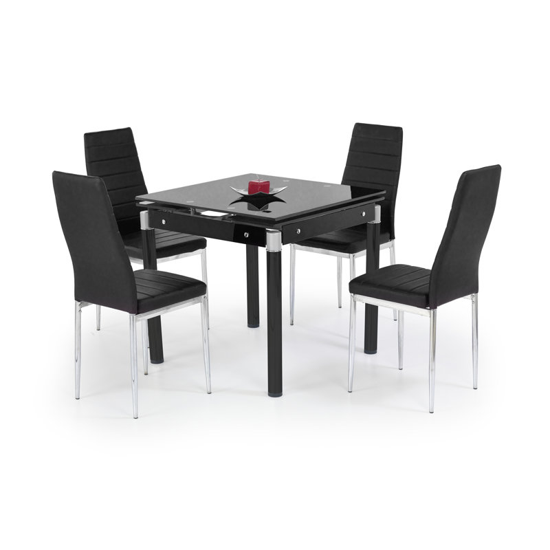 Abdulhakeem Glass Top Metal Base Dining Table