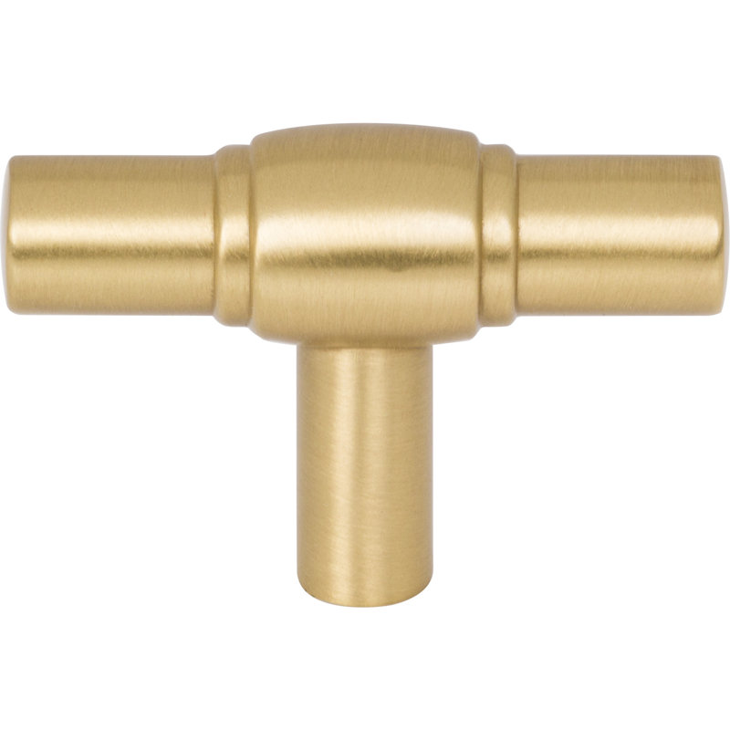 Hayworth 2" Length "T" Knob, Brushed Gold