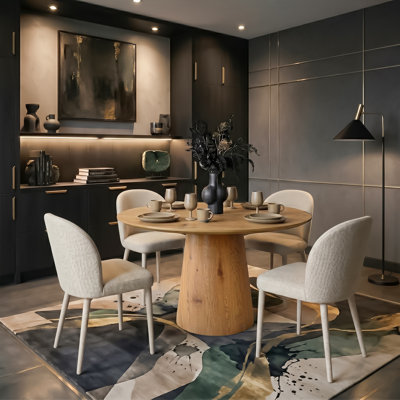 Modern 47-83" Extendable Dining Table Set With Upholstered Dining Chairs For 4-8