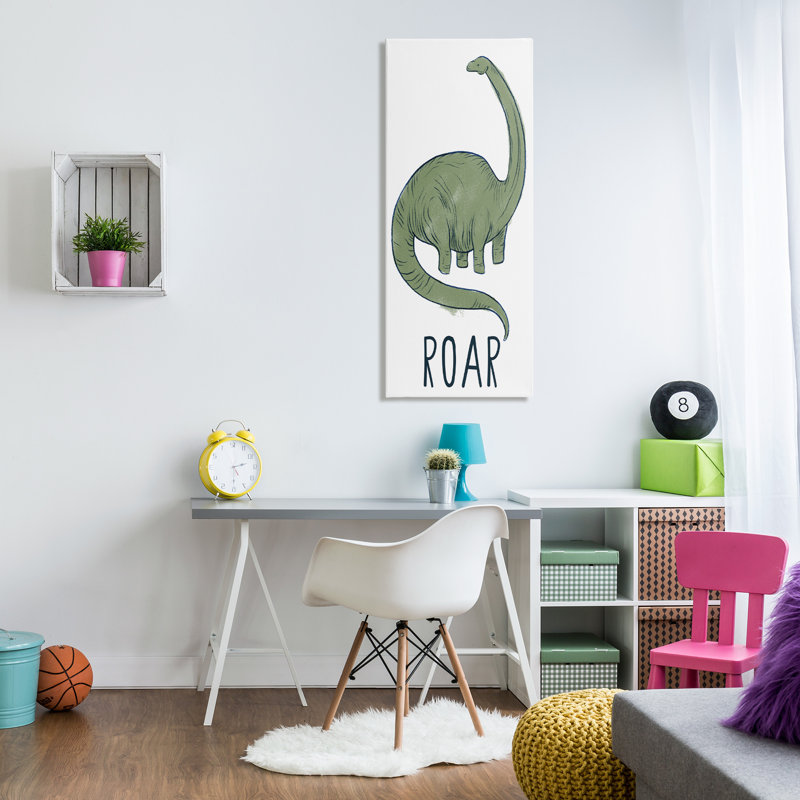 «Dinosaur Roar Brachiosaurus», art mural sur toile flottante par Daphne Polselli, H 48 po x l 20 po