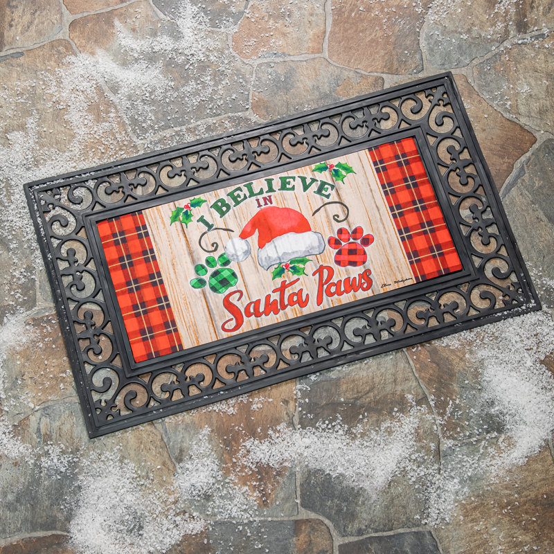 Tapis de porte d'extérieur antidérapant Leonass Santa Paws Sassafras 22 "x 10"