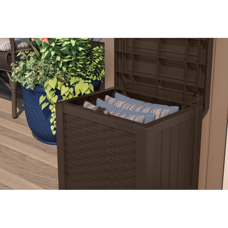 Suncast 22 Gallons Water Resistant Resin Deck Box, Java, 1, 19.5" H x 22" W x 17" D