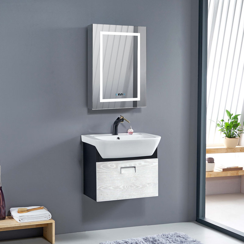 Surface Mount Frameless Medicine Cabinet with 2 Adjustable Shelves and LED Lighting