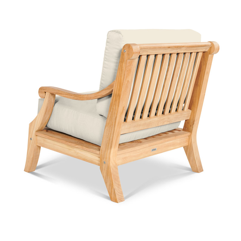 Sonoma Teak Club Chair With Cushion In Antique Beige, Natural Sanded, Canvas Regatta Sunbrella® Canvas