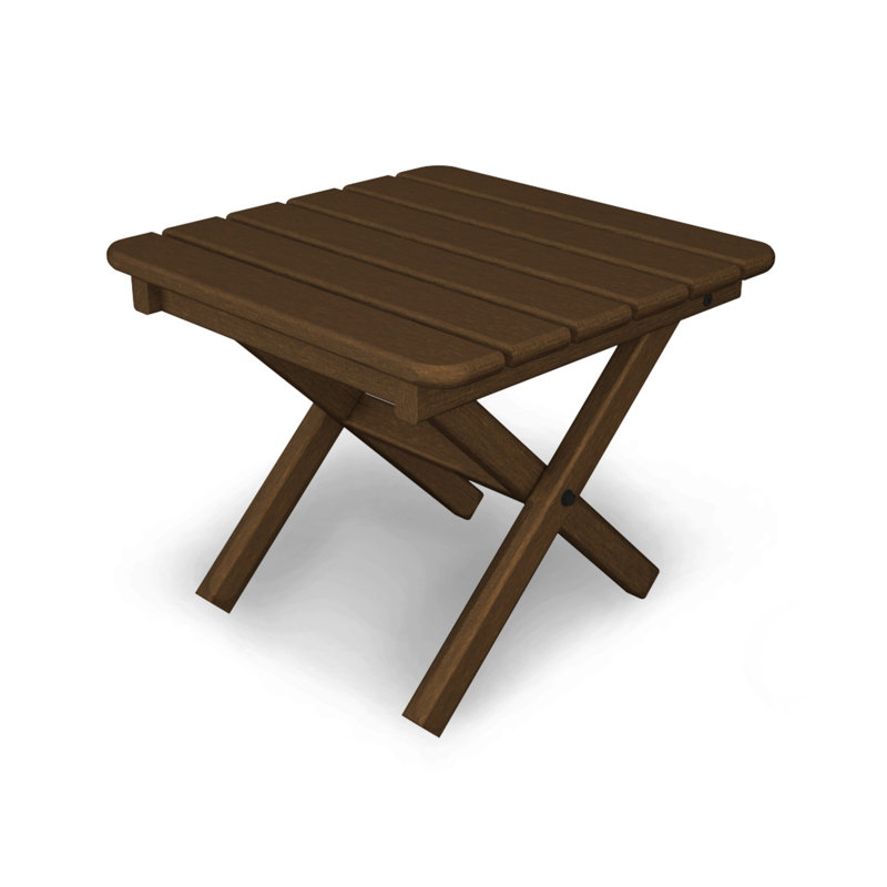 POLYWOOD Square 18" Folding Side Table, Teak