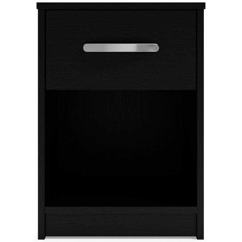Dymone One Drawer Wood Nightstand, 22.09" H x 15.79" W x 15.83" D, Black