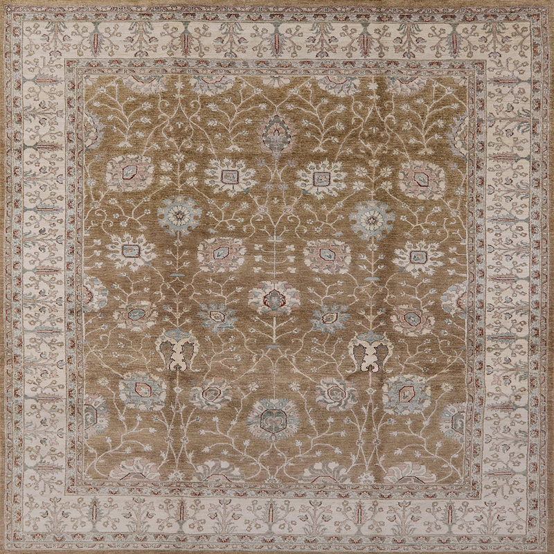 Tapis oriental brun / beige Arantser, Carré 3 pis