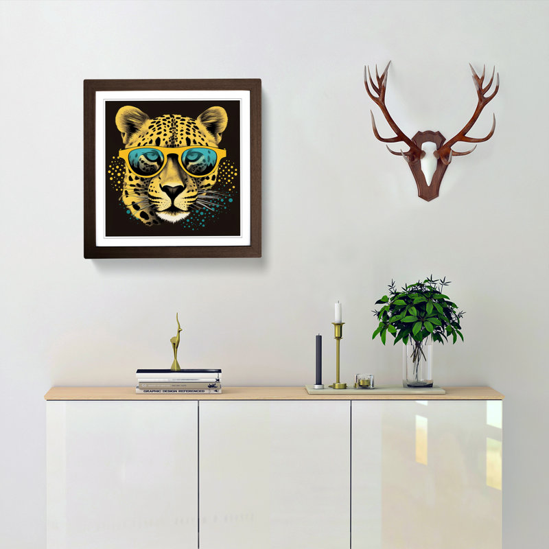 Cheetah Retro No.2 - Framed Print, Walnut
