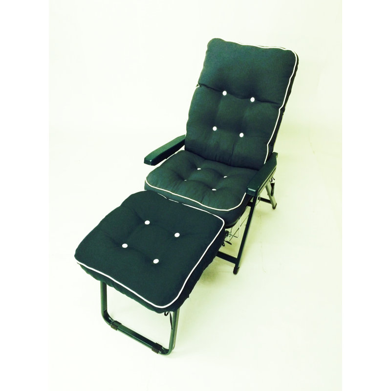 Ozzie 175 cm Long Reclining Single Chaise with Cushions, Hunter
