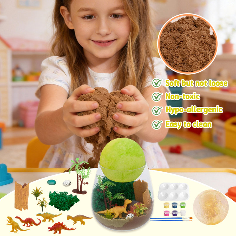 Dinosaur Toys DIY Terrarium Kit Ornament with Moon Lamp for Kids