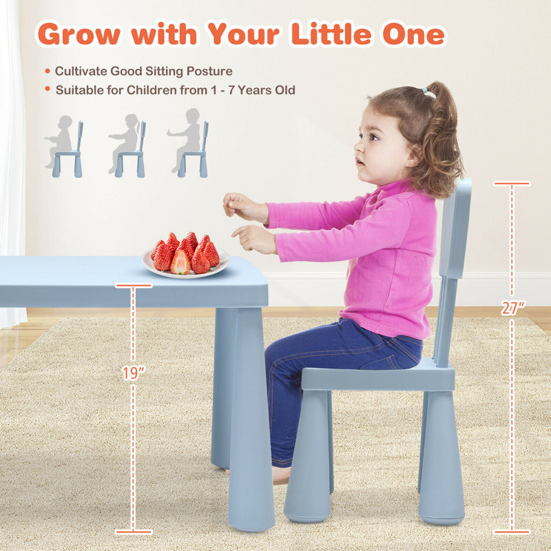 Ensemble 3 pièces de table de jeu et de chaises pour enfants Nila, Bleu