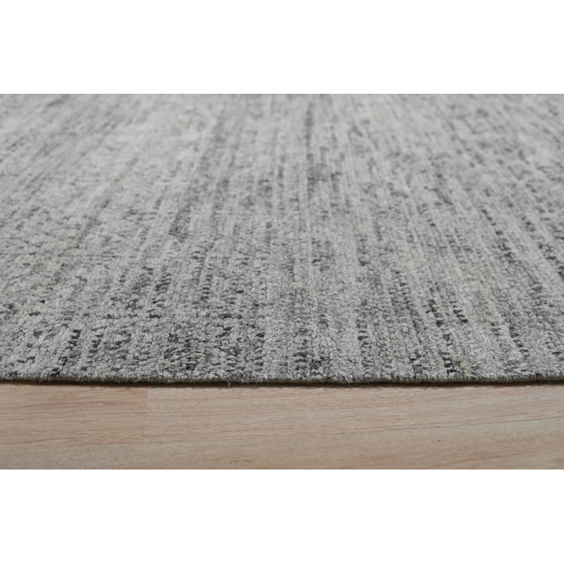 Gray Hand Knotted Silk Area Rug, Rectangle 6' x 9'