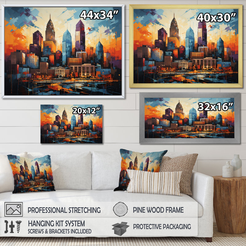 City Charlotte Collage IV sur toile, Toile tendue, H 24 po x l 32 po x P 1 po
