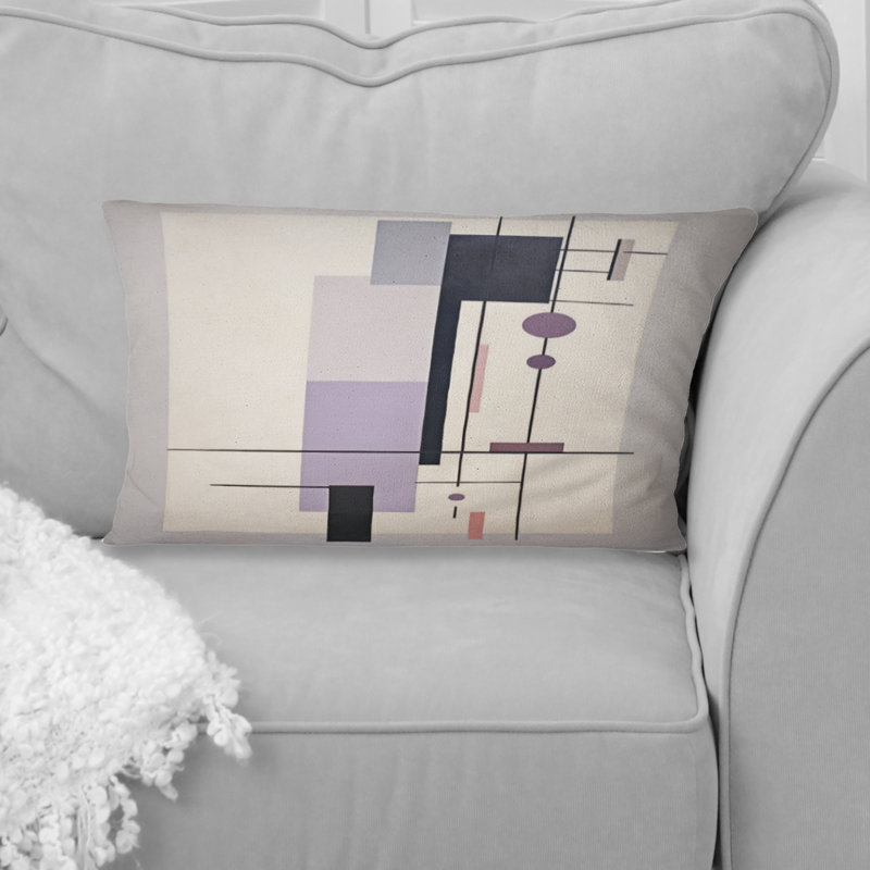 Coussin décoratif mauve à motif de suprématisme violet