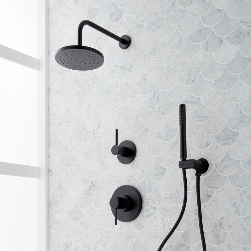 Système de douche à pression équilibrée avec douche à main Lexia, Noir mat