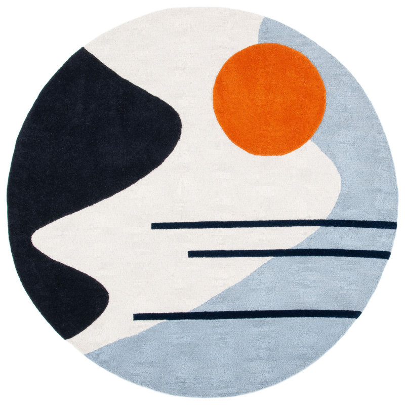 Tapis ivoire / bleu Felipe, Rond 10 pi