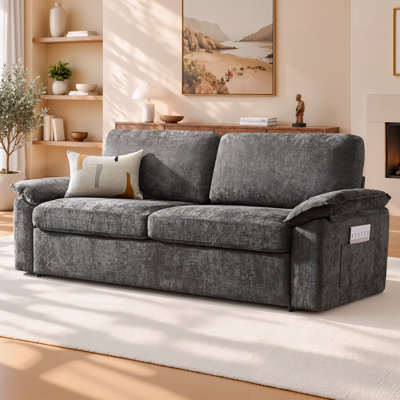 78.5" Upholstered 3-Seater Sofa, Modern Couch with Deep Seats and Thick Cushions for Living Room, Dark Gray