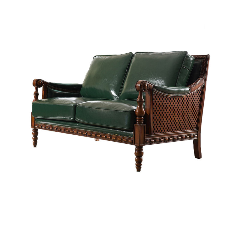 Causeuse en cuir véritable American, Vert foncé