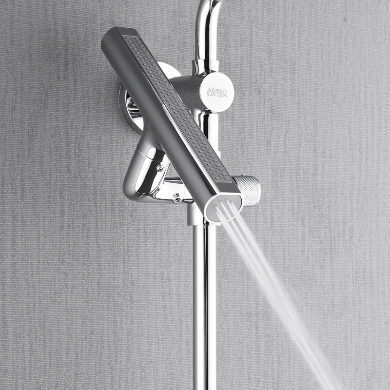 FORNO ACQUA AcquaFALL Shower, Polished Stainless Steel Finish, Overhead Rainfall Shower, Handheld Shower Head, Body Jets, 2.5 GPM Flow Rate