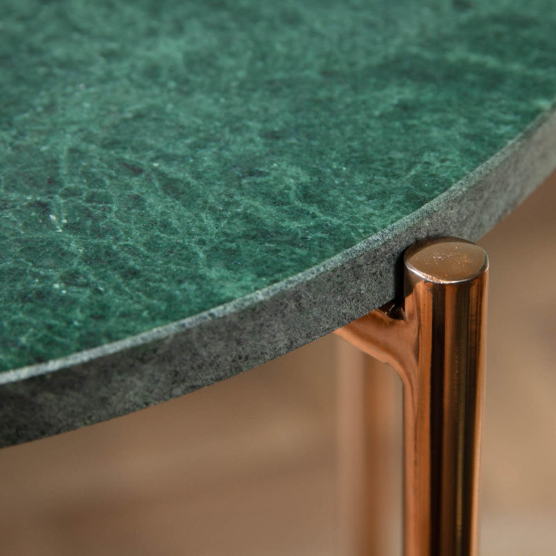 Dumas End Table, Gold, Green Marble