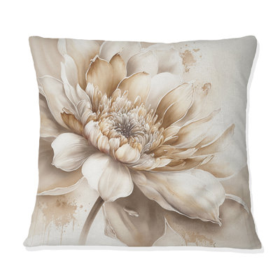 Coussin décoratif simple imprimé floral beige III