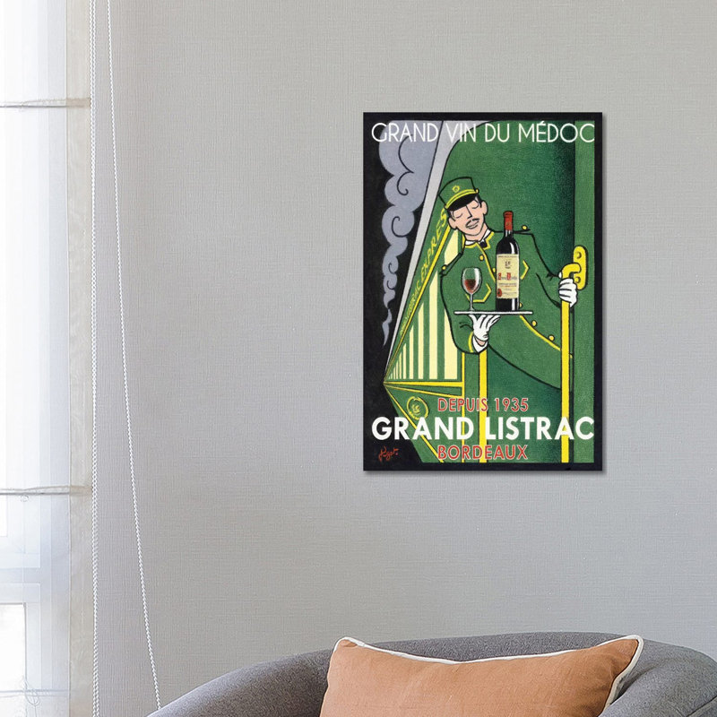 1935 Grand Listrac Wine Vintage Advertisement by Jean-Pierre Got - Wrapped Canvas Print