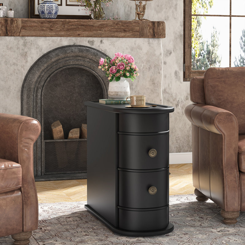 Solid Wood Frame End Table, Black